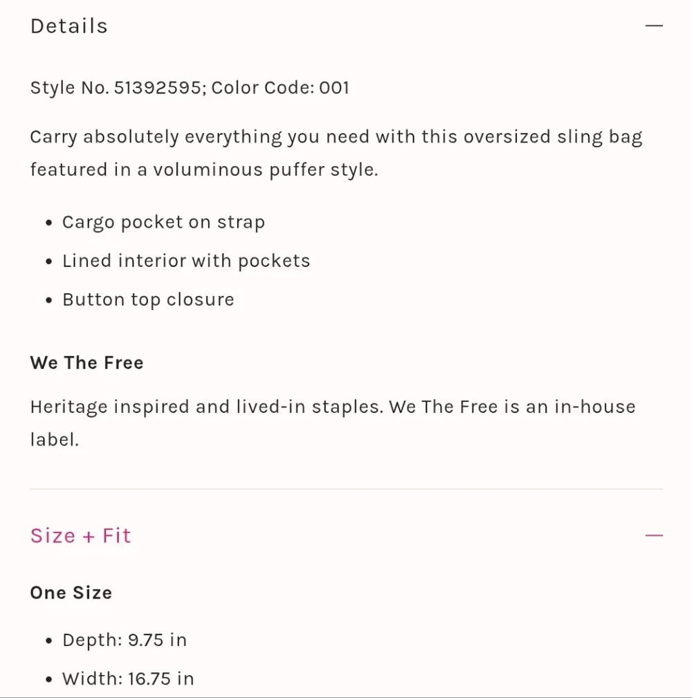 We The Free Oversized Puffer Sling Bag - Picture 8 of 8